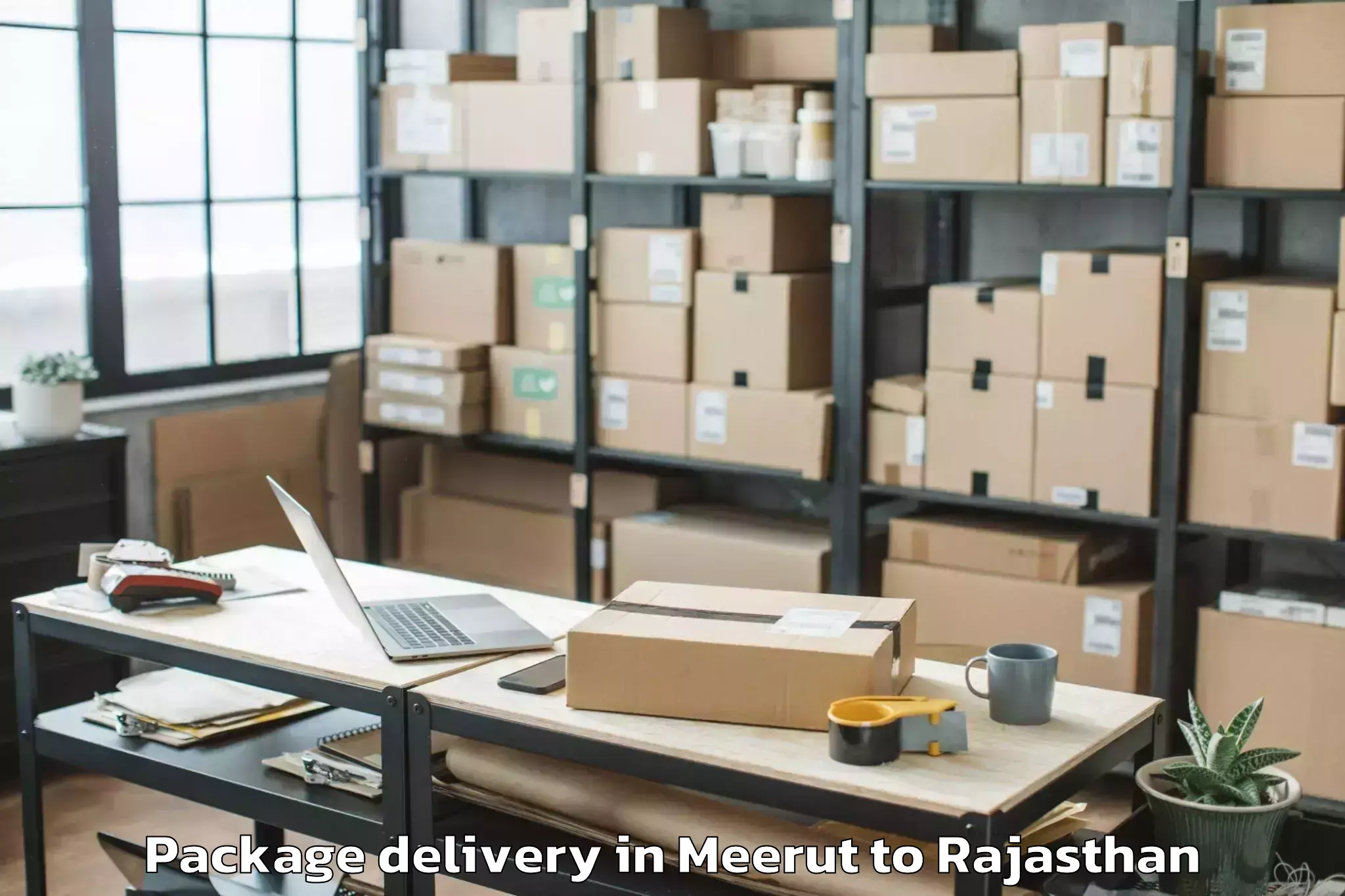 Easy Meerut to Balaran Package Delivery Booking